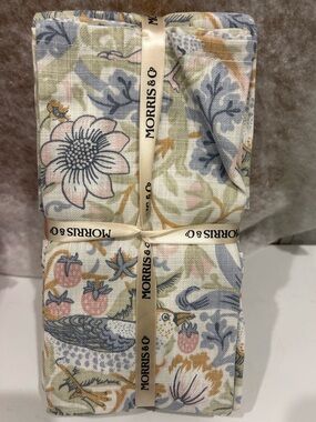 8 MORRIS & Co Strawberry Thief Spring Floral 20" Cotton Napkins Blue Pink Green